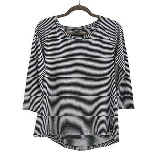Toad&Co Org Cotton Relaxed Fit Top 3/4 Sleeve Striped Crew Gray White Size XS